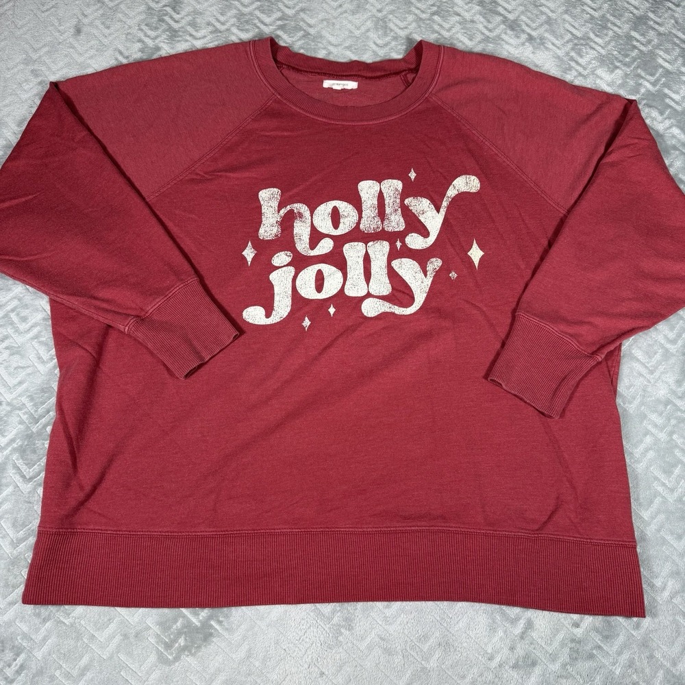 Maurices Holly Jolly Christmas Sweatshirt‎ Womens Size 2XL Red Holiday Pullover